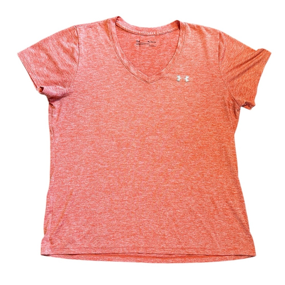 UNDER ARMOUR HeatGear orange v-neck loose fit activewear t-shirt size XL